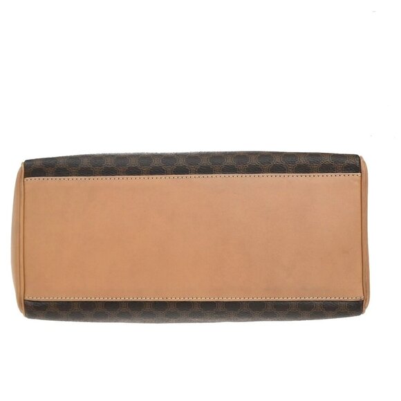 CELINE Logo Macadam Pattern Hand Bag PVC Leather Brown Gold Italy 04EF233 - Picture 5 of 14